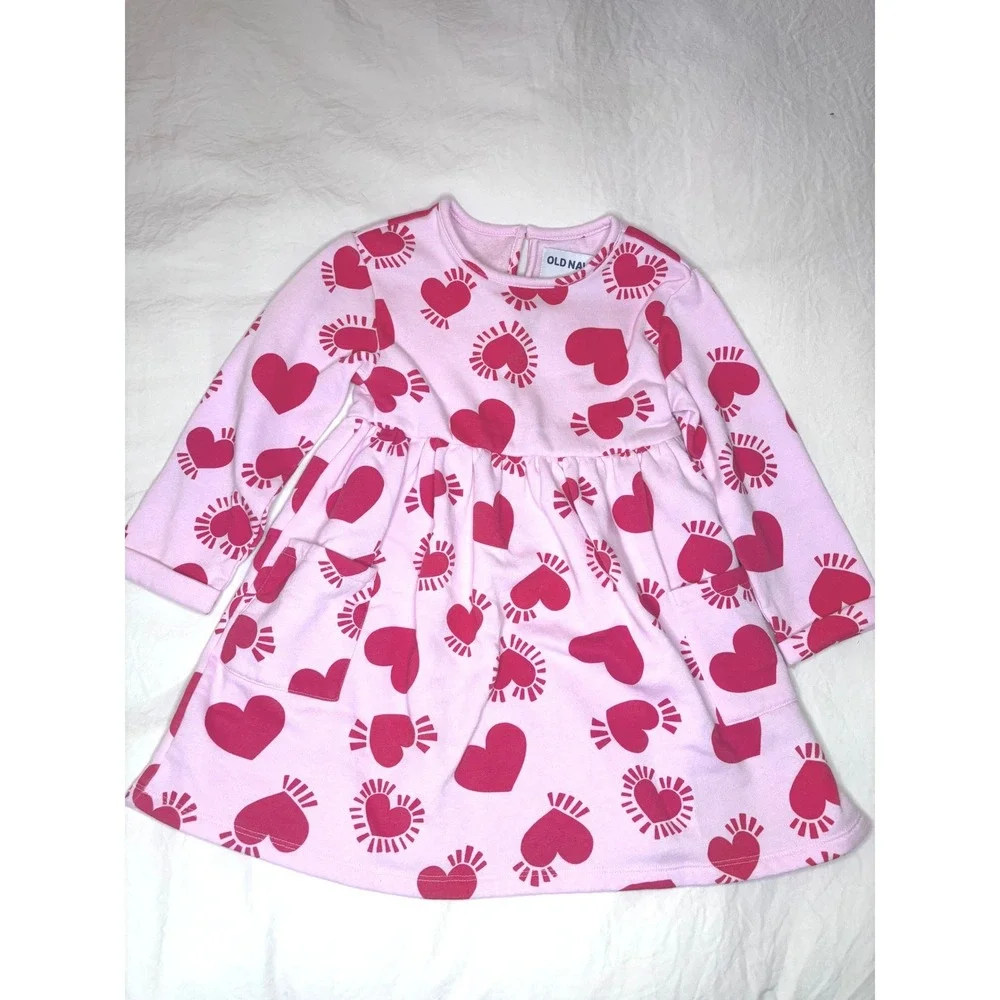 Old Navy Heart Print‎ Dress Valentine Cute Play Casual Everyday Size 4T